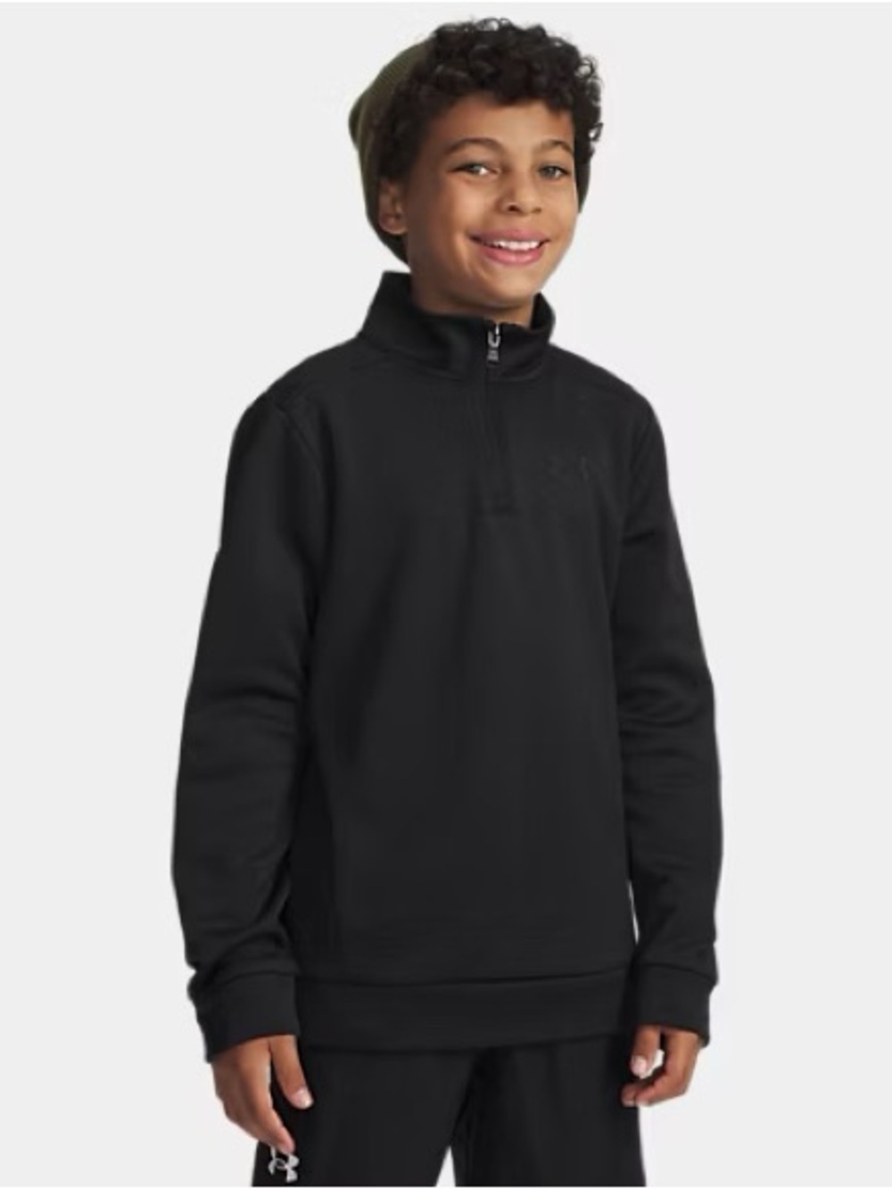 Under Armour UA Boys Black 1/4 Zip Pullover Cold Gear Sweatshirt Youth Size L 14